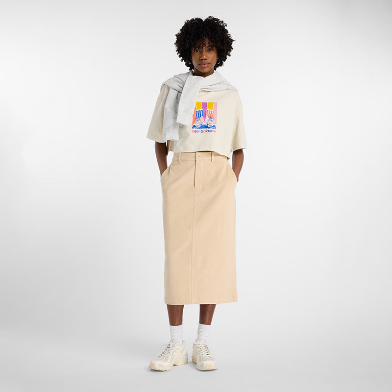 Stretch Corduroy Midi Skirt